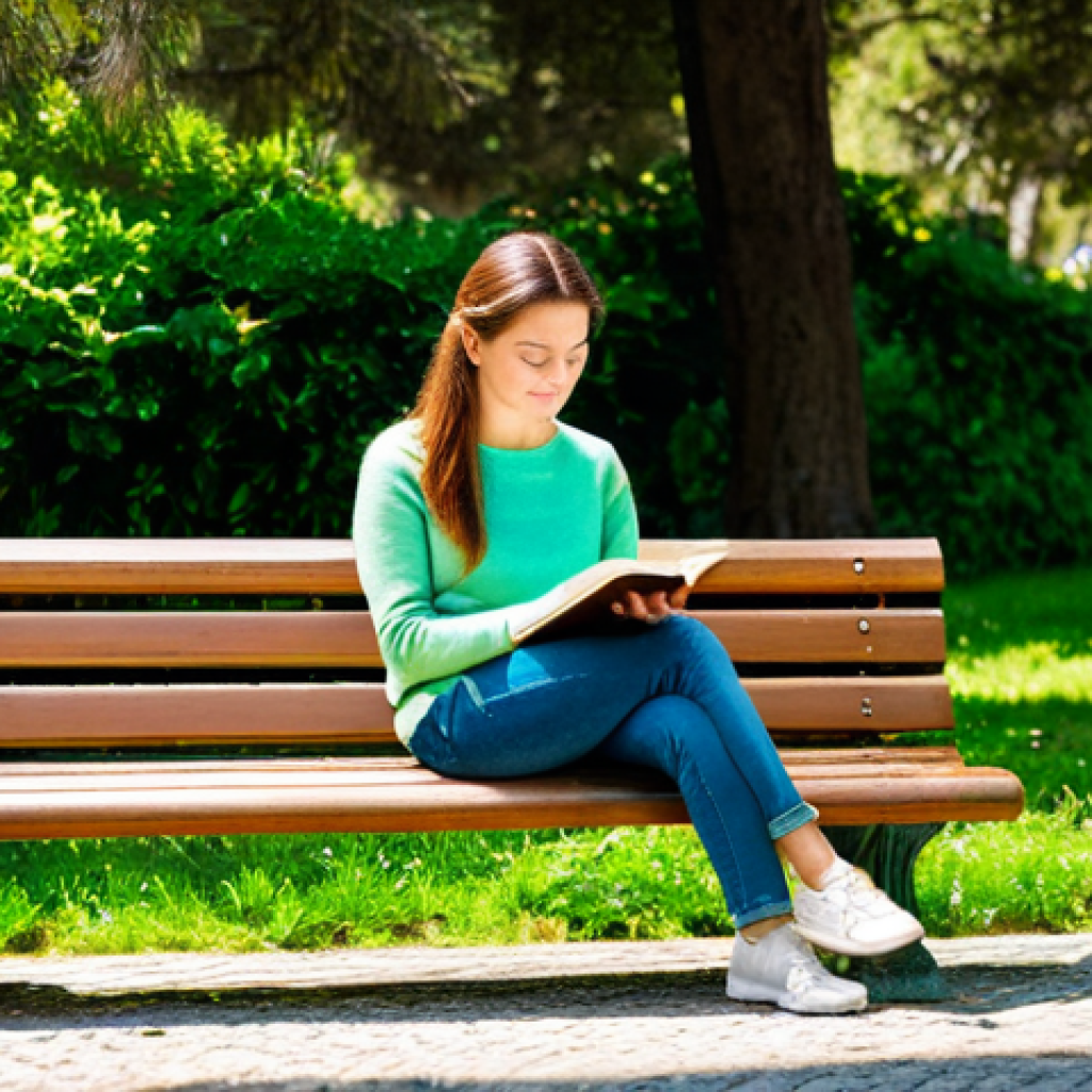 Personal Growth & Well-being**
"A woman in her late 20s, wearing a modest, comfortable sweater and jeans, sitting on a park bench in Lisbon, Portugal. She is writing in a journal with a peaceful expression. Lush green trees and sunlight filter through. Safe for work, appropriate content, fully clothed, professional photography, perfect anatomy, natural proportions, family-friendly, modest."
**