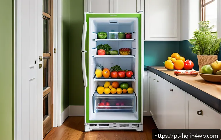 심리적 실험을 통한 건강 행동 변화 연구 - A bright, modern kitchen scene featuring a neatly organized refrigerator with fresh fruits and veget...